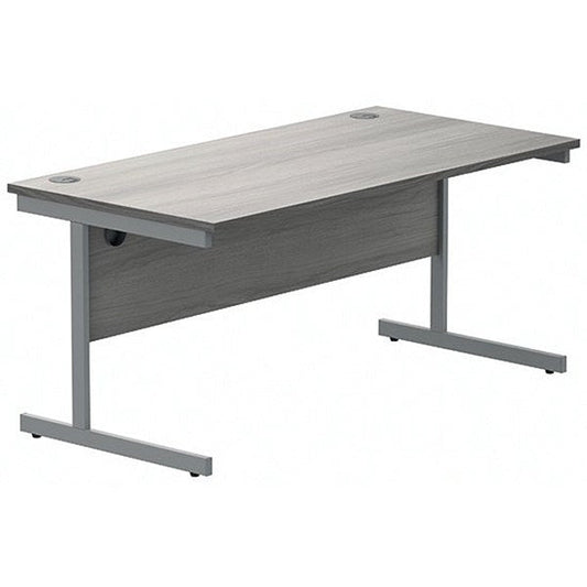Polaris 1600mm Rectangular Desk, Silver Cantilever Leg, Grey Oak Easy2Order : KF821950