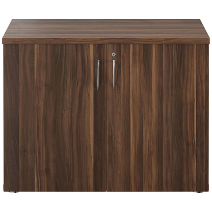 Avior Executive Low Wooden Cupboard, 2 Shelves, 800mm High, Walnut