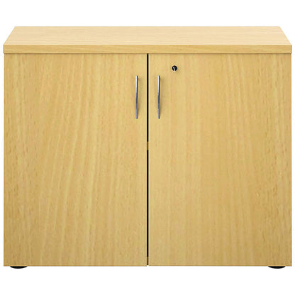 Avior Executive Low Wooden Cupboard, 2 Shelves, 800mm High, Oak