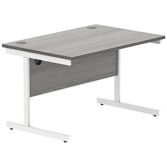 Polaris 1200mm Rectangular Desk, White Cantilever Leg, Grey Oak Easy2Order : KF821990