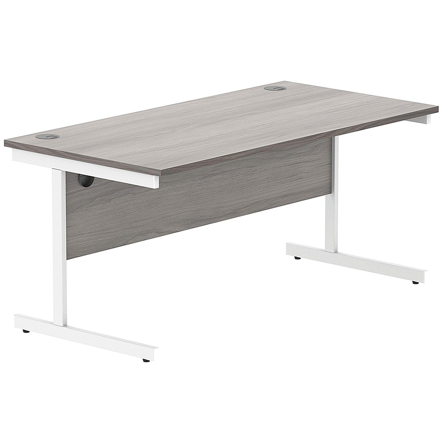 Polaris 1600mm Rectangular Desk, White Cantilever Leg, Grey Oak Easy2Order : KF822010