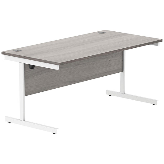 Polaris 1600mm Rectangular Desk, White Cantilever Leg, Grey Oak Easy2Order : KF822010