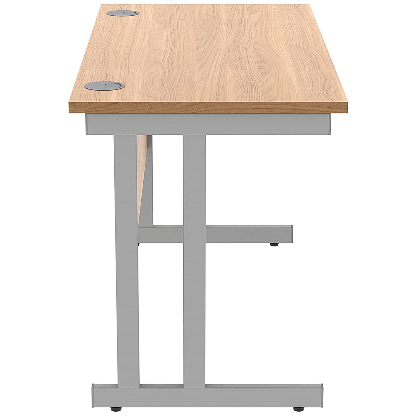 Polaris 1200mm Slim Rectangular Desk, Silver Cantilever Leg, Beech