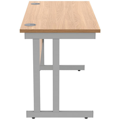 Polaris 1200mm Slim Rectangular Desk, Silver Cantilever Leg, Beech