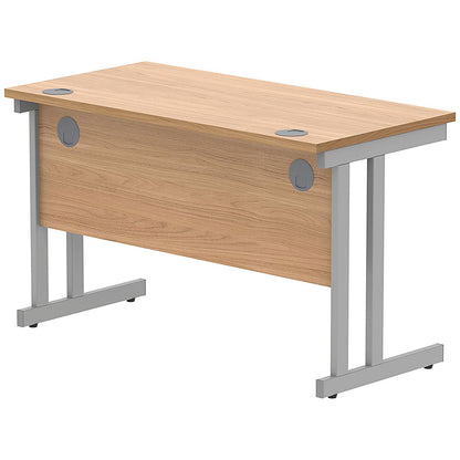 Polaris 1200mm Slim Rectangular Desk, Silver Cantilever Leg, Beech