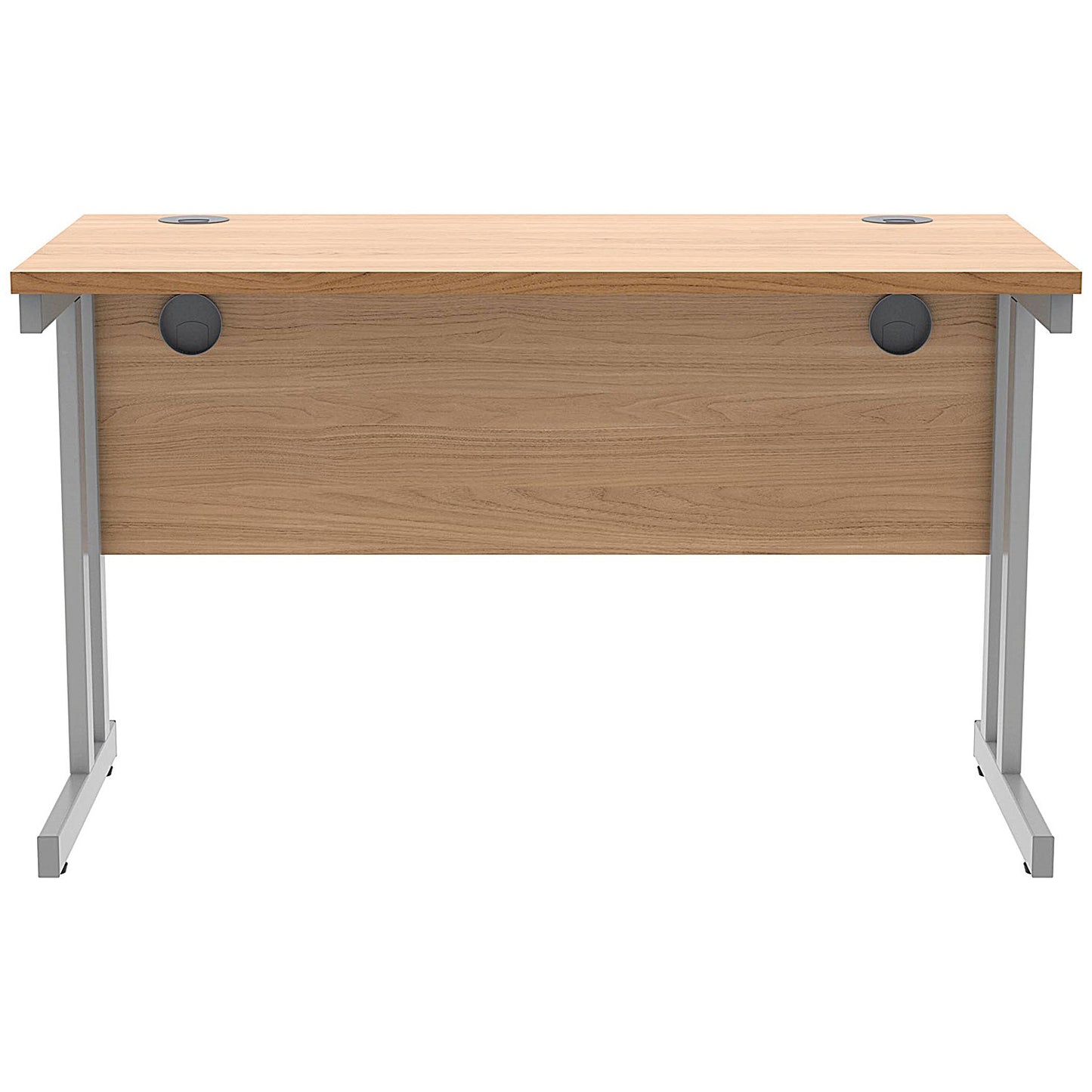 Polaris 1200mm Slim Rectangular Desk, Silver Cantilever Leg, Beech