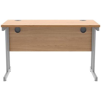 Polaris 1200mm Slim Rectangular Desk, Silver Cantilever Leg, Beech