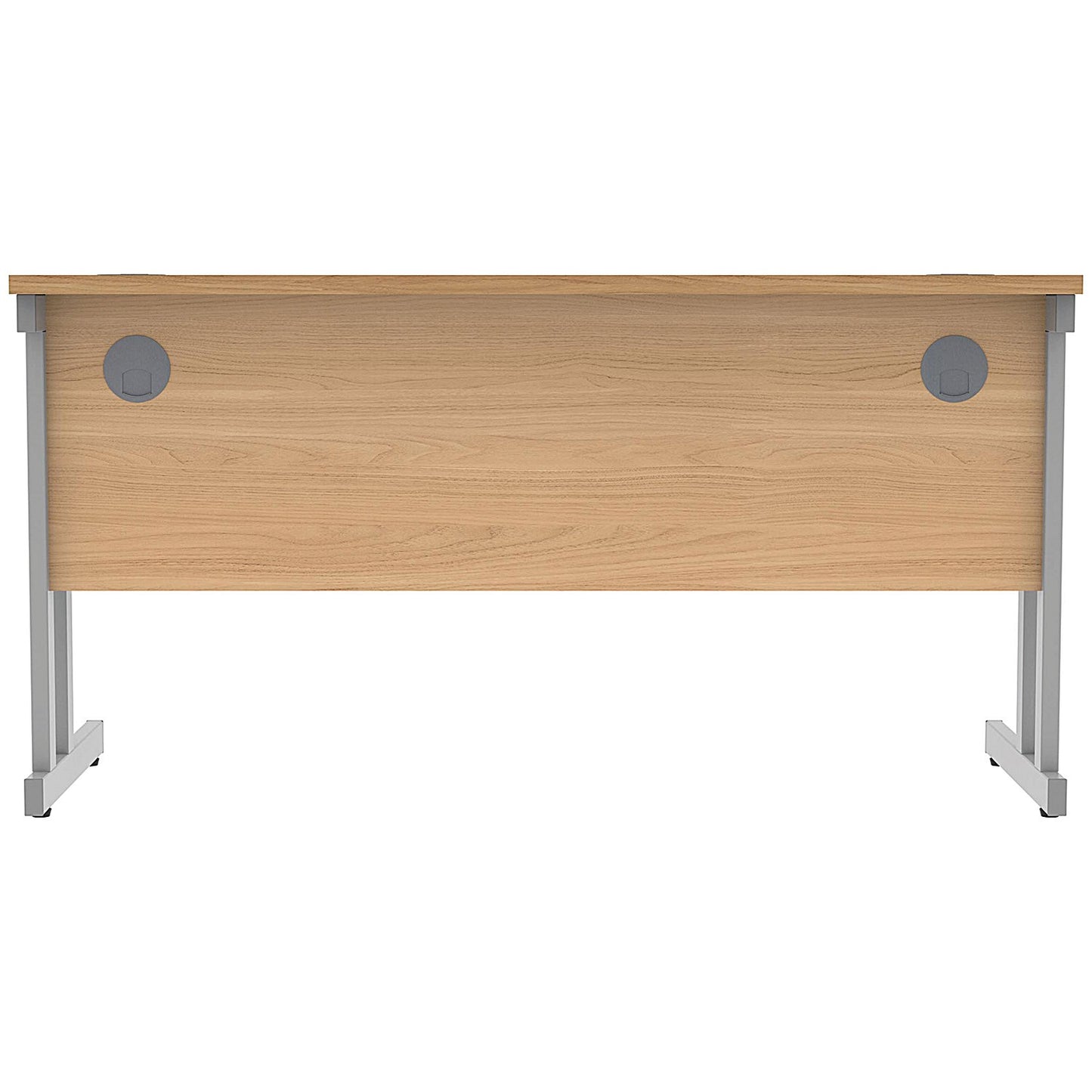 Polaris 1400mm Slim Rectangular Desk, Silver Cantilever Leg, Beech