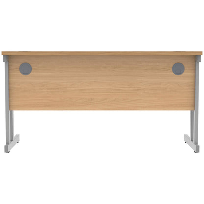 Polaris 1400mm Slim Rectangular Desk, Silver Cantilever Leg, Beech