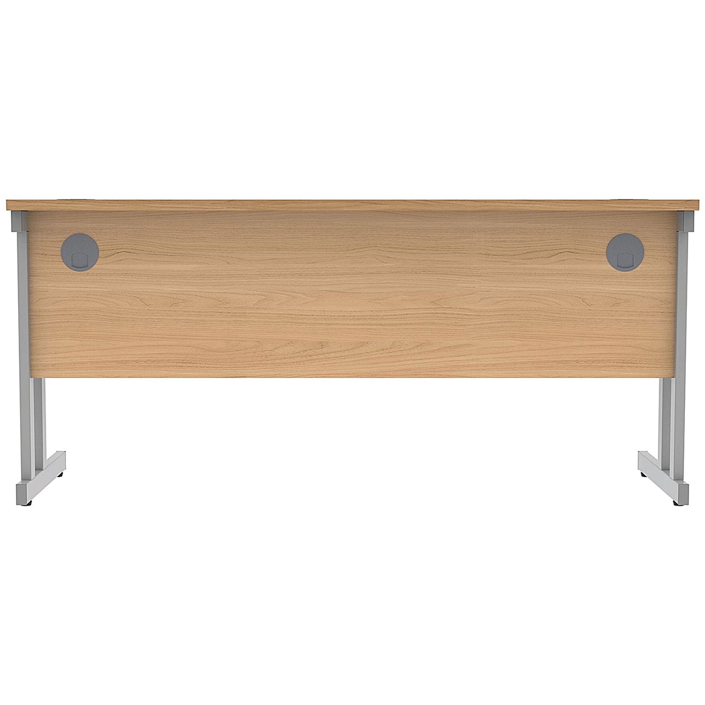 Polaris 1600mm Slim Rectangular Desk, Silver Cantilever Leg, Beech