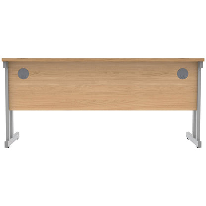 Polaris 1600mm Slim Rectangular Desk, Silver Cantilever Leg, Beech