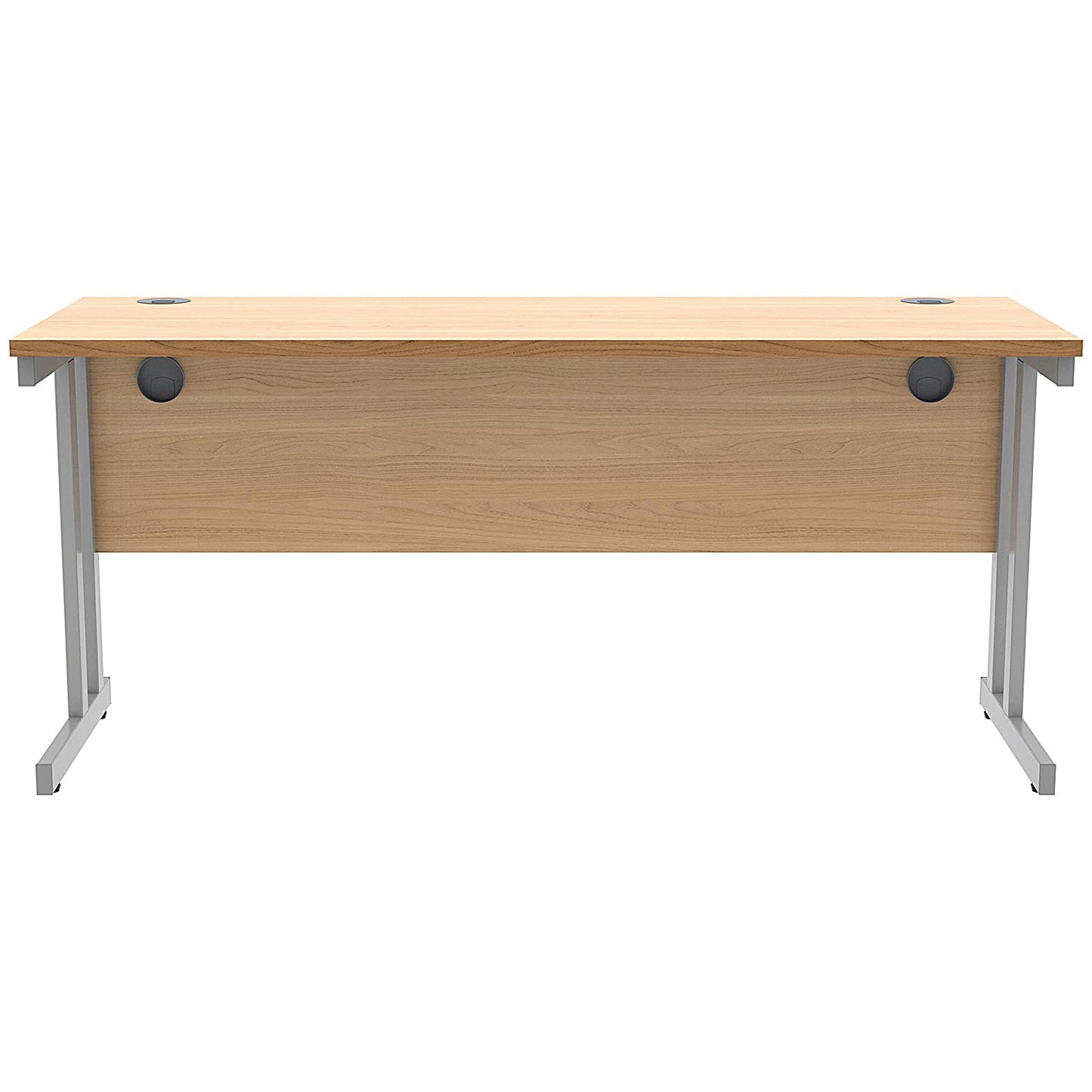 Polaris 1600mm Slim Rectangular Desk, Silver Cantilever Leg, Beech
