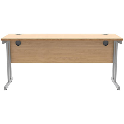 Polaris 1600mm Slim Rectangular Desk, Silver Cantilever Leg, Beech