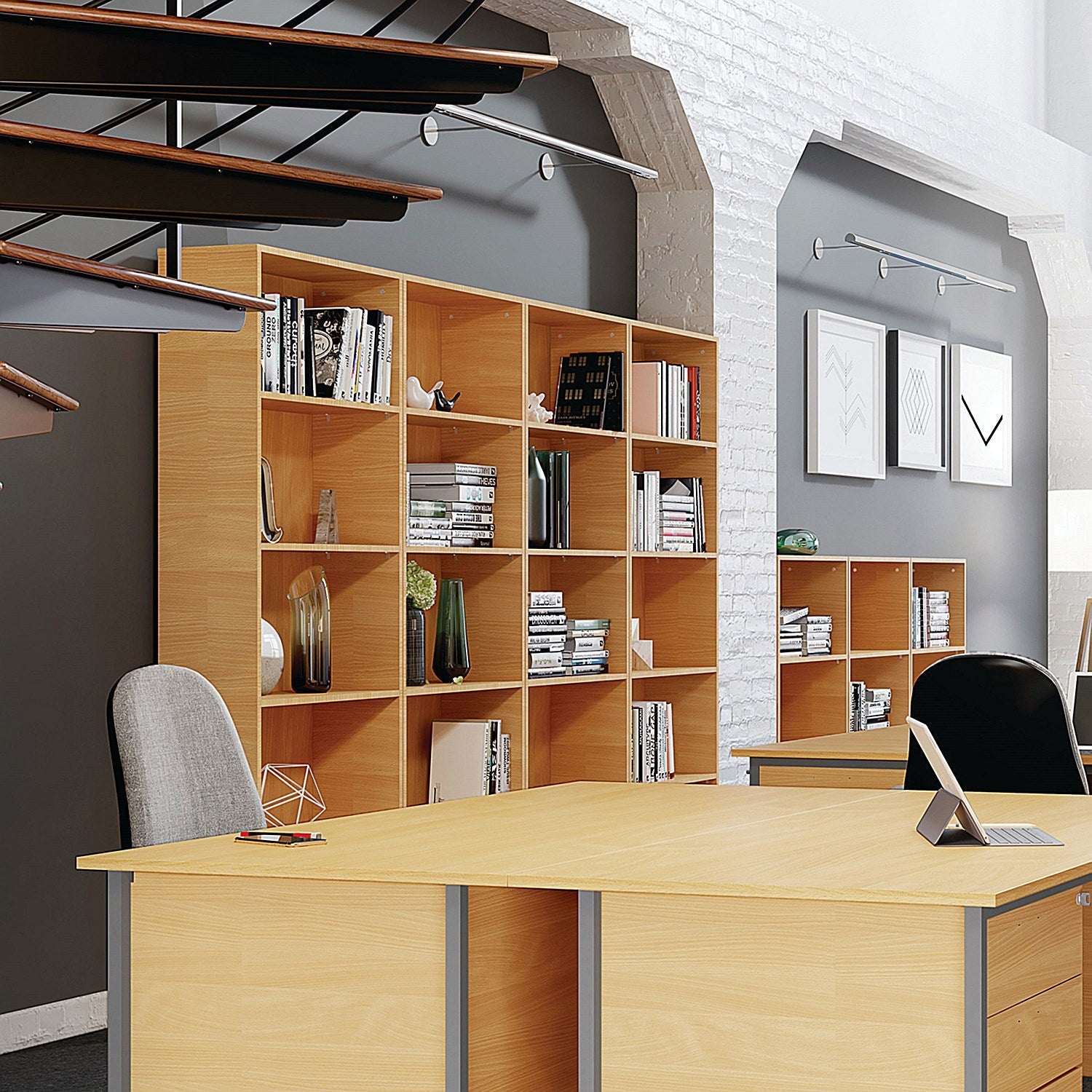 Serrion Premium Medium Bookcase, 2 Shelves, 1200mm High, Oak Easy2Order : KF822097