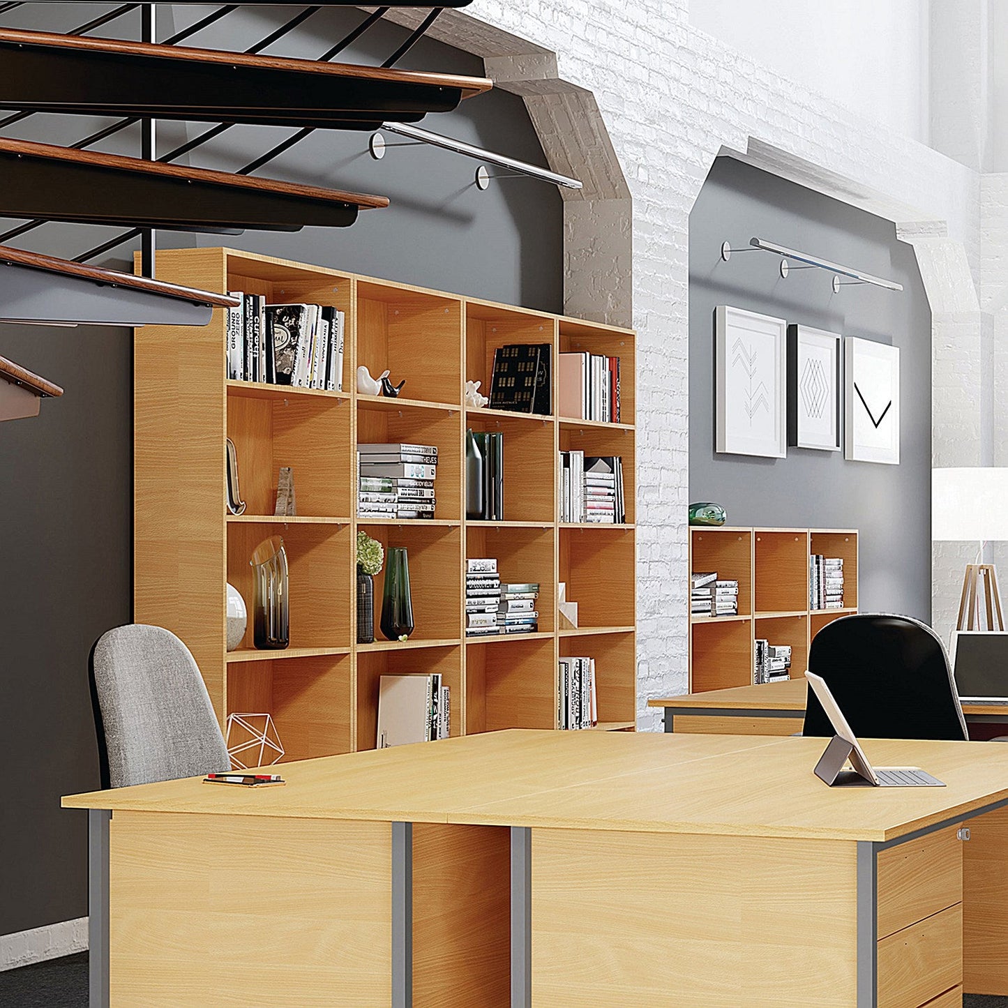 Serrion Premium Extra Tall Bookcase, 4 Shelves, 2000mm High, Oak Easy2Order : KF822158