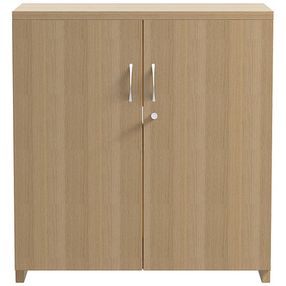 Serrion Premium Low Wooden Cupboard, 1 Shelf, 800mm High, Oak