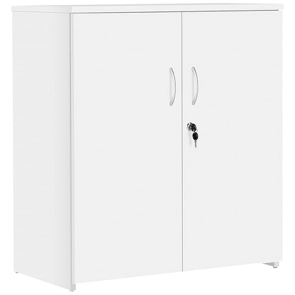 Serrion Premium Low Wooden Cupboard, 1 Shelf, 800mm High, White