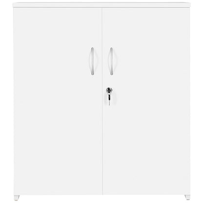 Serrion Premium Low Wooden Cupboard, 1 Shelf, 800mm High, White