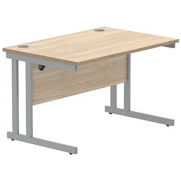 Polaris 1200mm Rectangular Desk, Silver Cantilever Leg, Oak