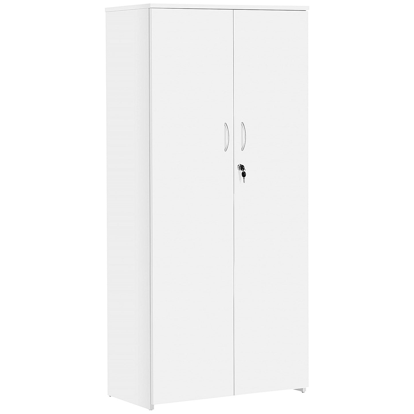 Serrion Premium Tall Wooden Cupboard, 2 Shelves, 1600mm High, White