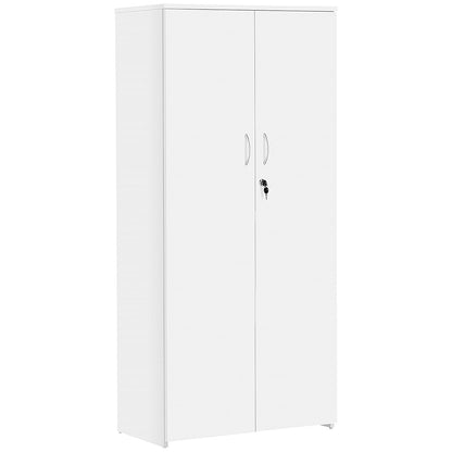 Serrion Premium Tall Wooden Cupboard, 2 Shelves, 1600mm High, White