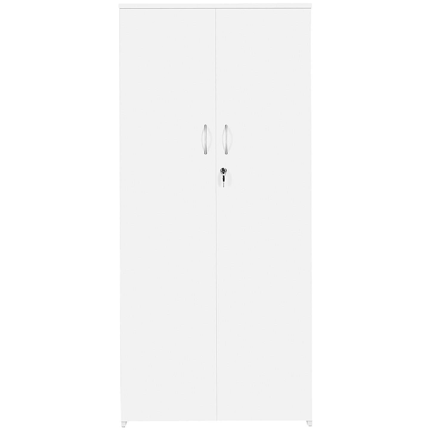 Serrion Premium Tall Wooden Cupboard, 2 Shelves, 1600mm High, White
