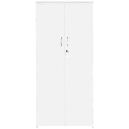 Serrion Premium Tall Wooden Cupboard, 2 Shelves, 1600mm High, White