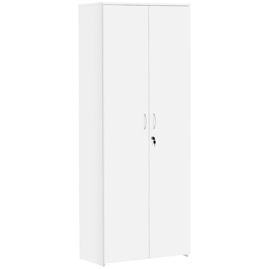 Serrion Premium Extra Tall Wooden Cupboard, 4 Shelves, 2000mm High, White