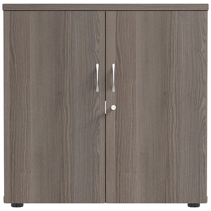 Jemini Low Wooden Cupboard, 1 Shelf, 800mm High, Grey Oak