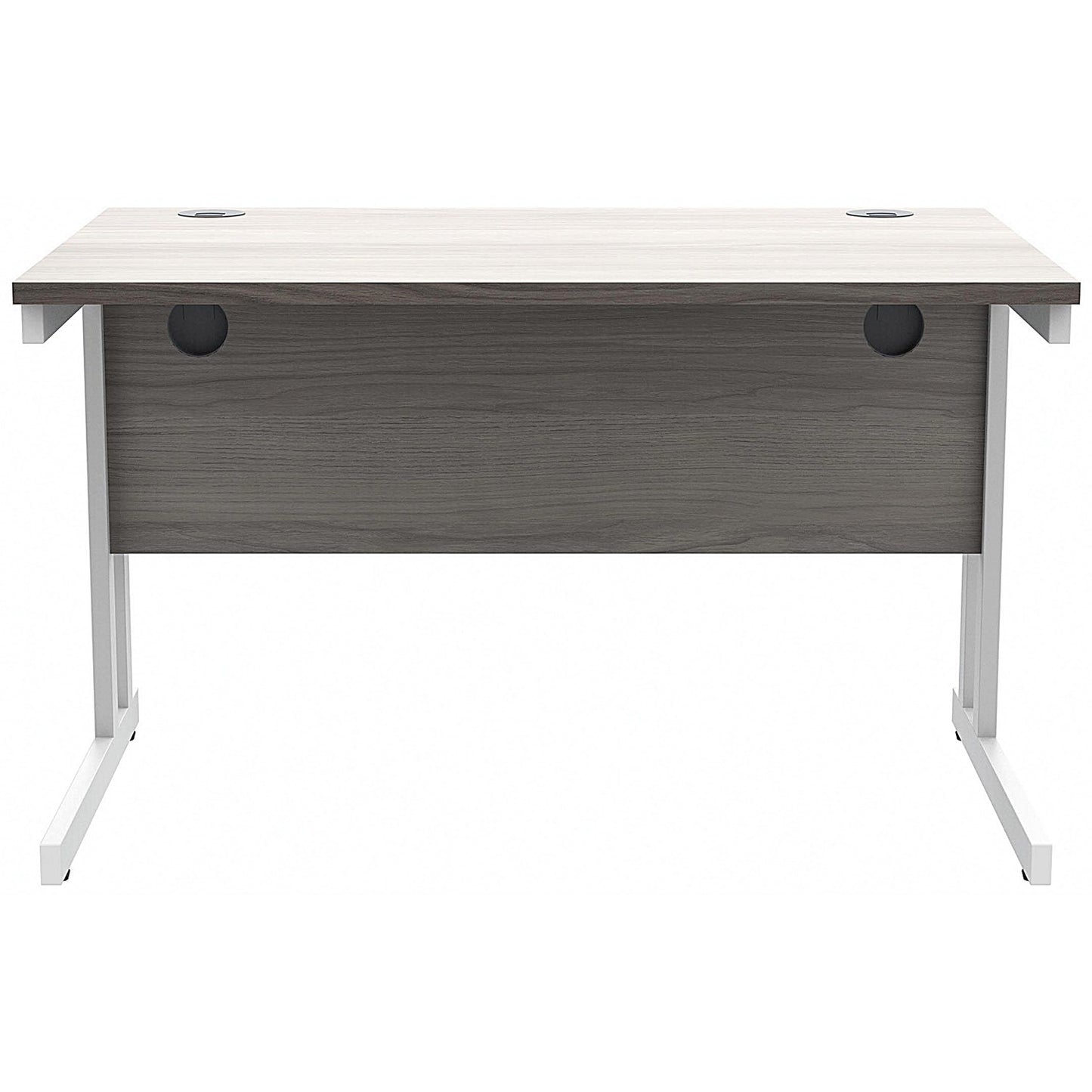 Polaris 1200mm Rectangular Desk, White Cantilever Leg, Grey Oak