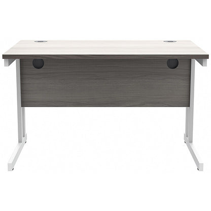 Polaris 1200mm Rectangular Desk, White Cantilever Leg, Grey Oak