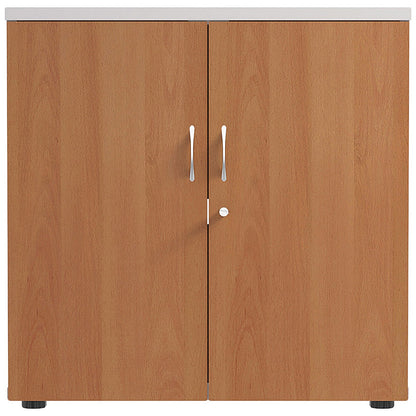 Jemini Two Tone Low Wooden Cupboard, 1 Shelf, 800mm High, White and Beech