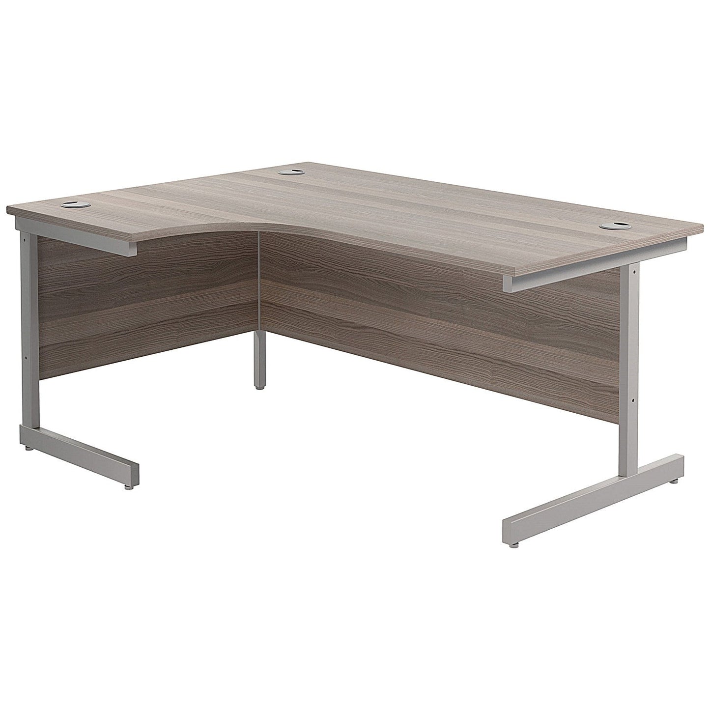 Jemini 1600mm Corner Desk, Left Hand, Silver Cantilever Legs, Grey Oak Easy2Order : KF822692