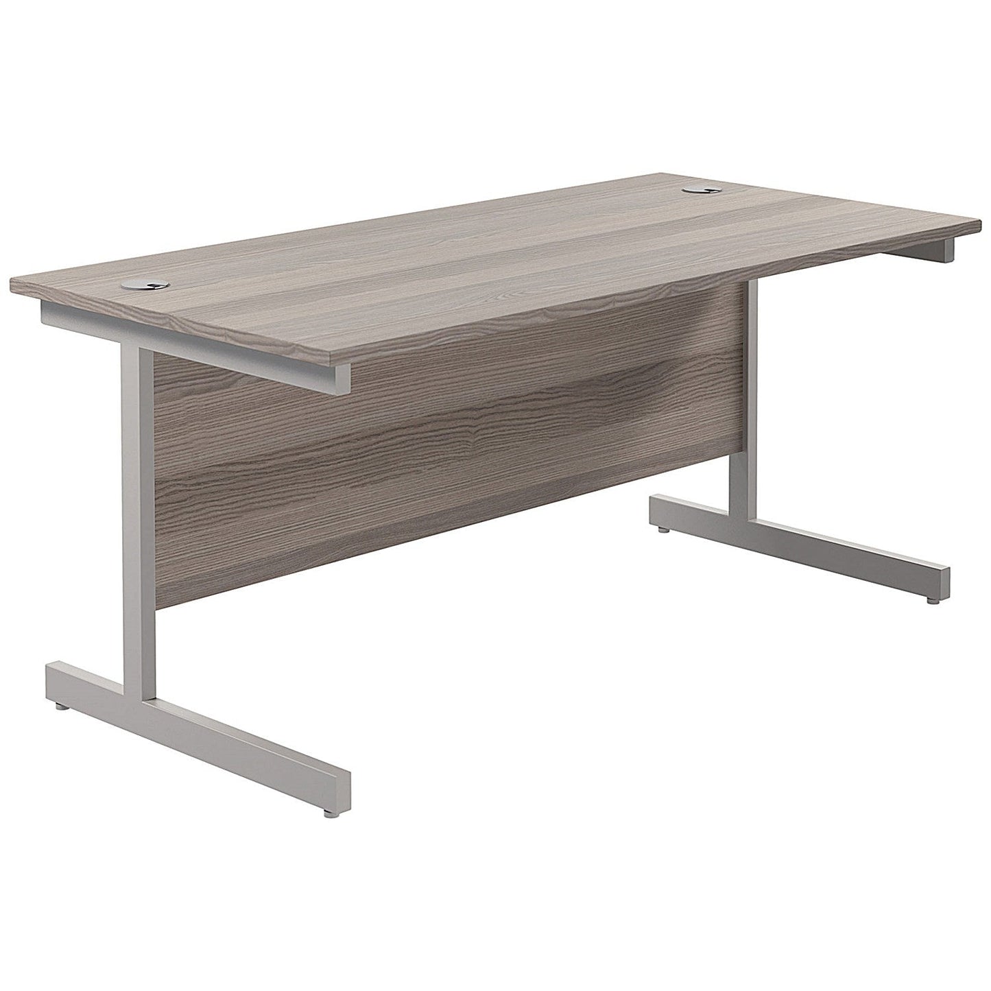 Jemini Rectangular Desk, 1600mm Wide, Silver Cantilever Legs, Grey Oak Easy2Order : KF822731