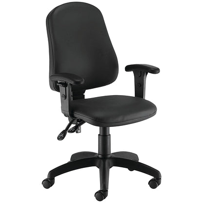 First Calypso Operator Chair, Polyurethane, Adjustable Arms, Black