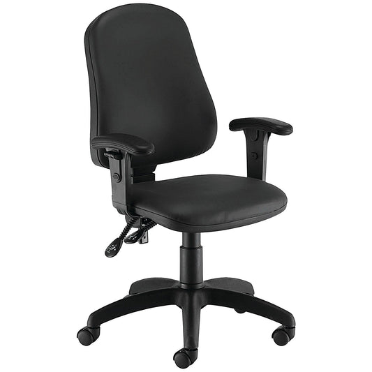 First Calypso Operator Chair, Polyurethane, Adjustable Arms, Black