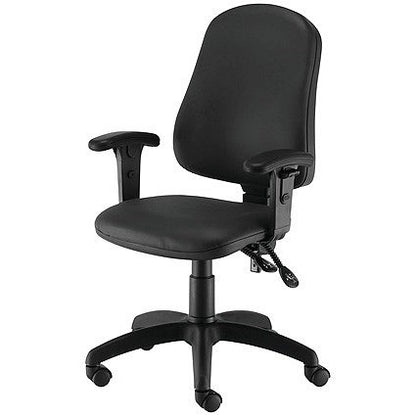 First Calypso Operator Chair, Polyurethane, Adjustable Arms, Black