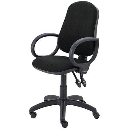 First High Back Operators Chair with Fixed Arms, Black