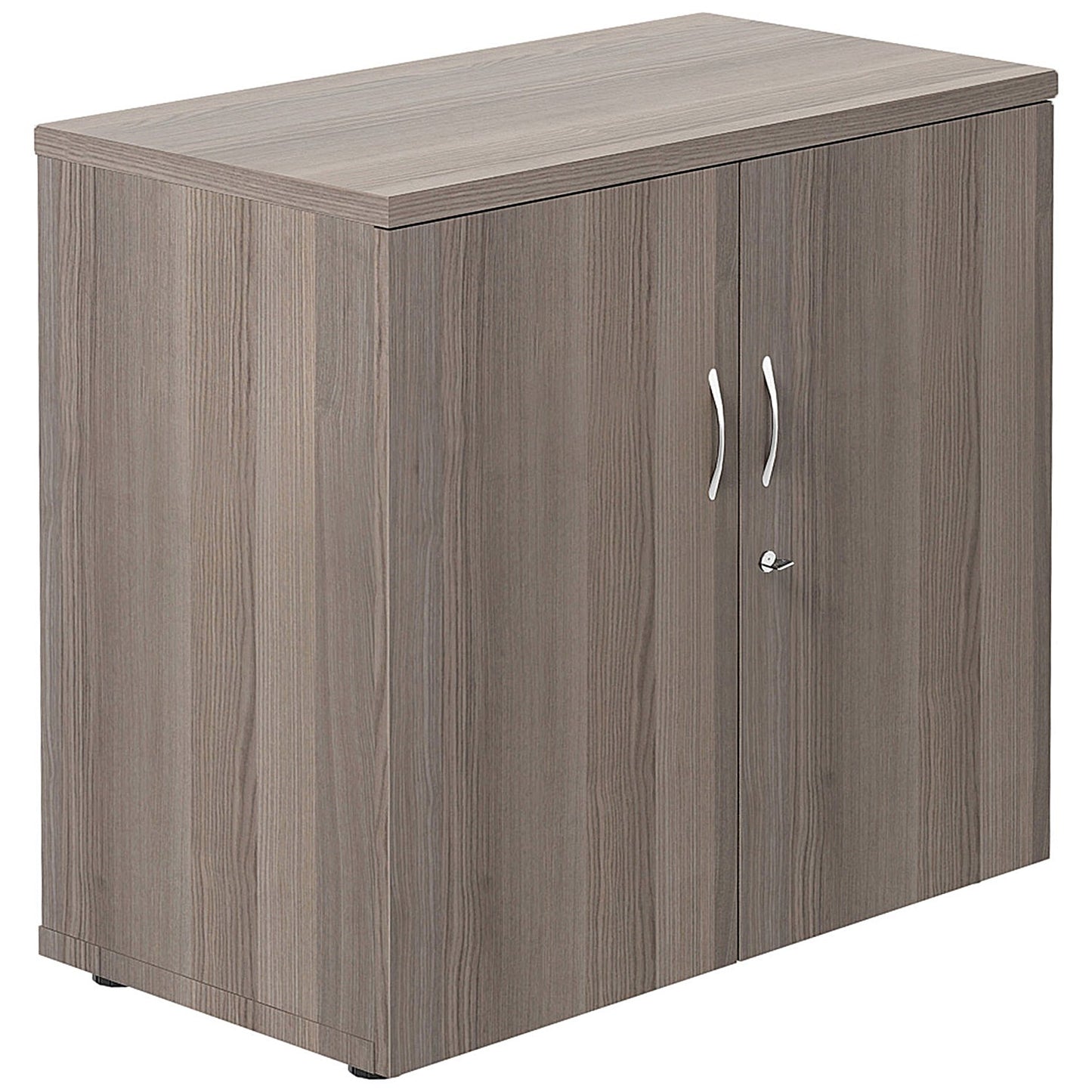 First Desk High Wooden Storage Cupboard, 1 Shelf, 730mm High, Grey Oak