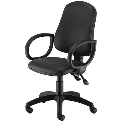 First Calypso Operator Chair, Polyurethane, Fixed Arms, Black