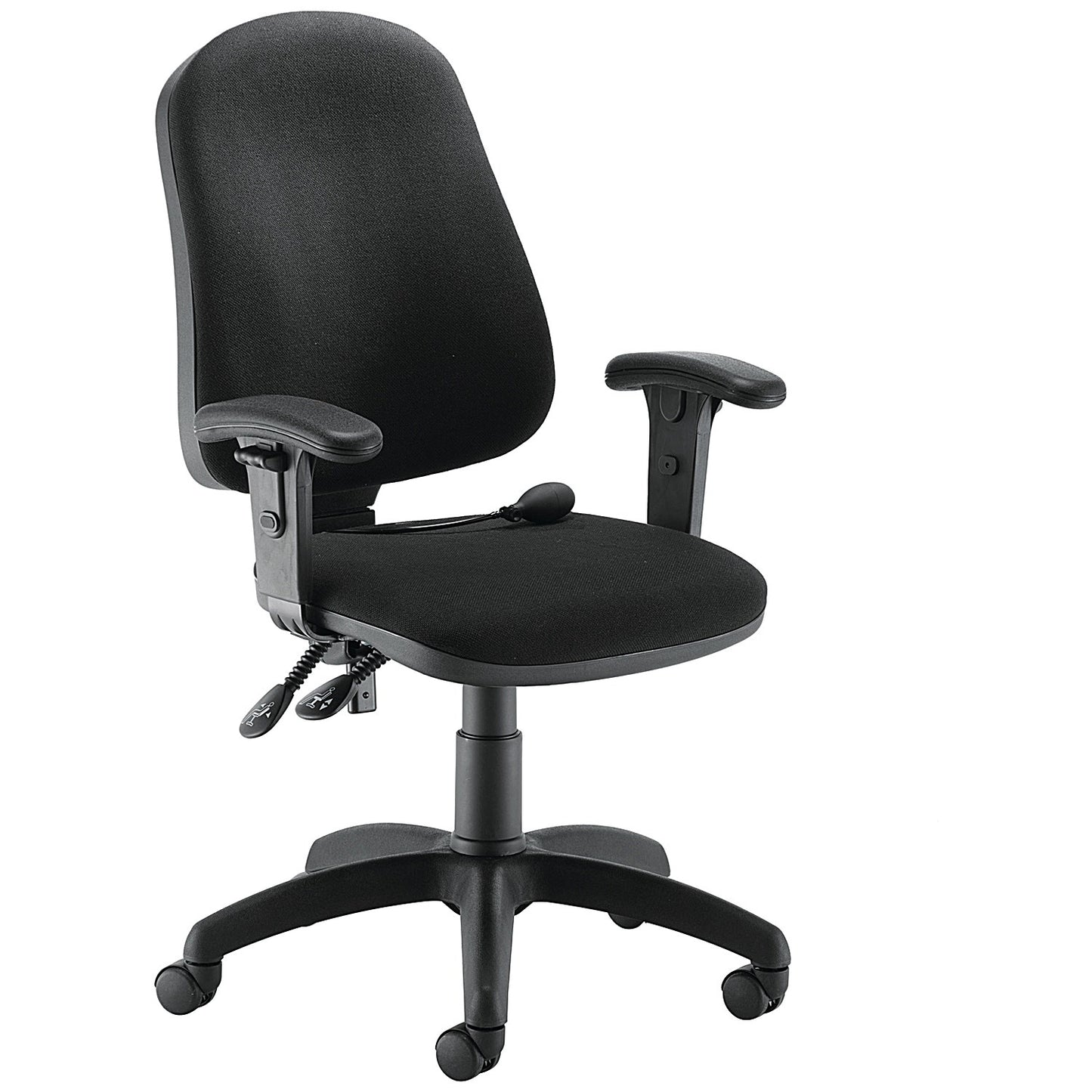 First Calypso Operator Chair, Lumbar Pump, Adjustable Arm, Black