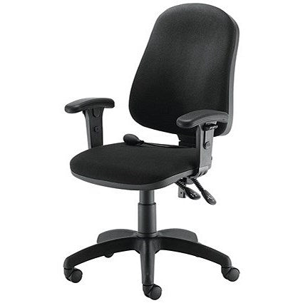 First Calypso Operator Chair, Lumbar Pump, Adjustable Arm, Black