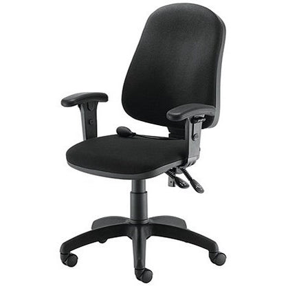 First Calypso Operator Chair, Lumbar Pump, Adjustable Arm, Black