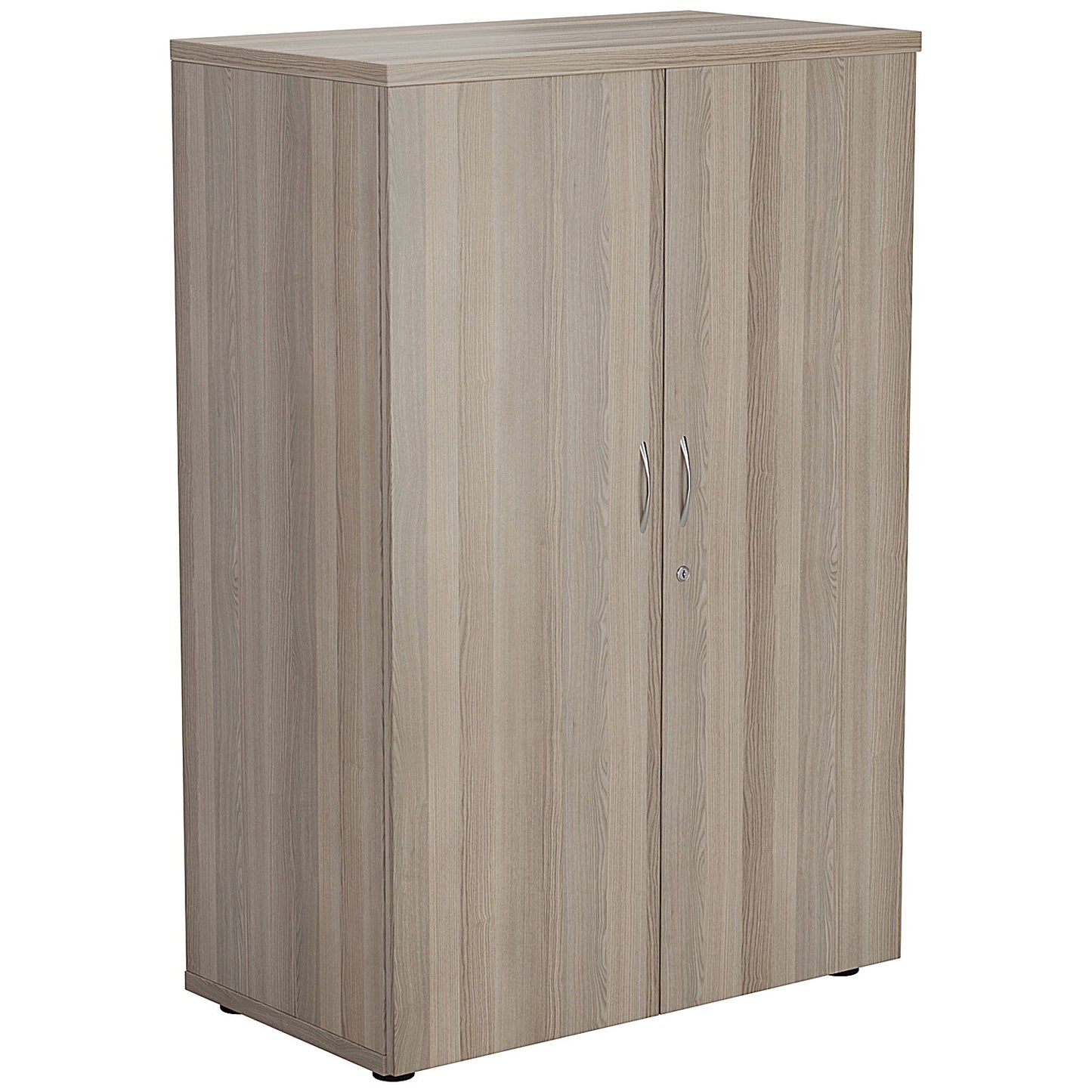First Medium Wooden Storage Cupboard, 3 Shelves, 1200mm High, Grey Oak