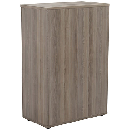 First Medium Wooden Storage Cupboard, 3 Shelves, 1200mm High, Grey Oak
