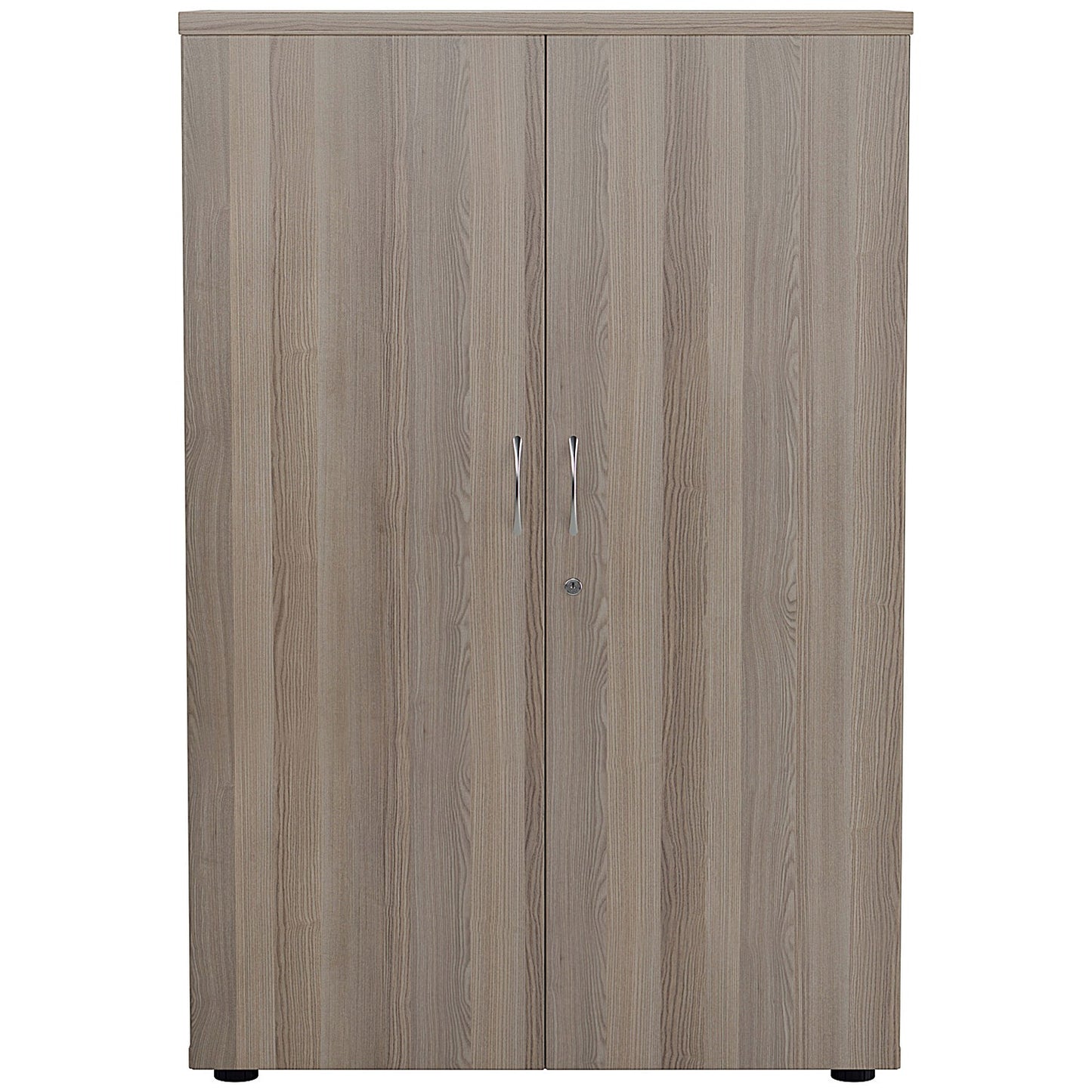 First Medium Wooden Storage Cupboard, 3 Shelves, 1200mm High, Grey Oak