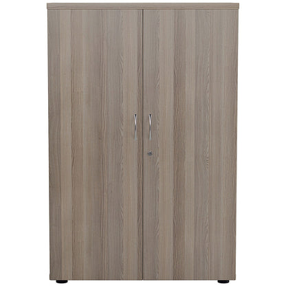 First Medium Wooden Storage Cupboard, 3 Shelves, 1200mm High, Grey Oak