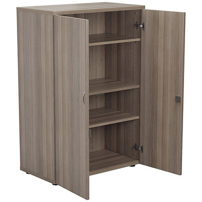 First Medium Wooden Storage Cupboard, 3 Shelves, 1200mm High, Grey Oak