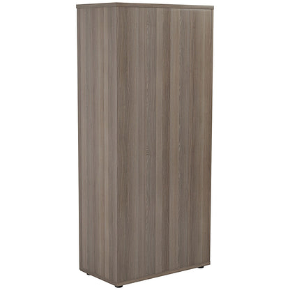 First Tall Wooden Storage Cupboard, 4 Shelves, 1800mm High, Grey Oak