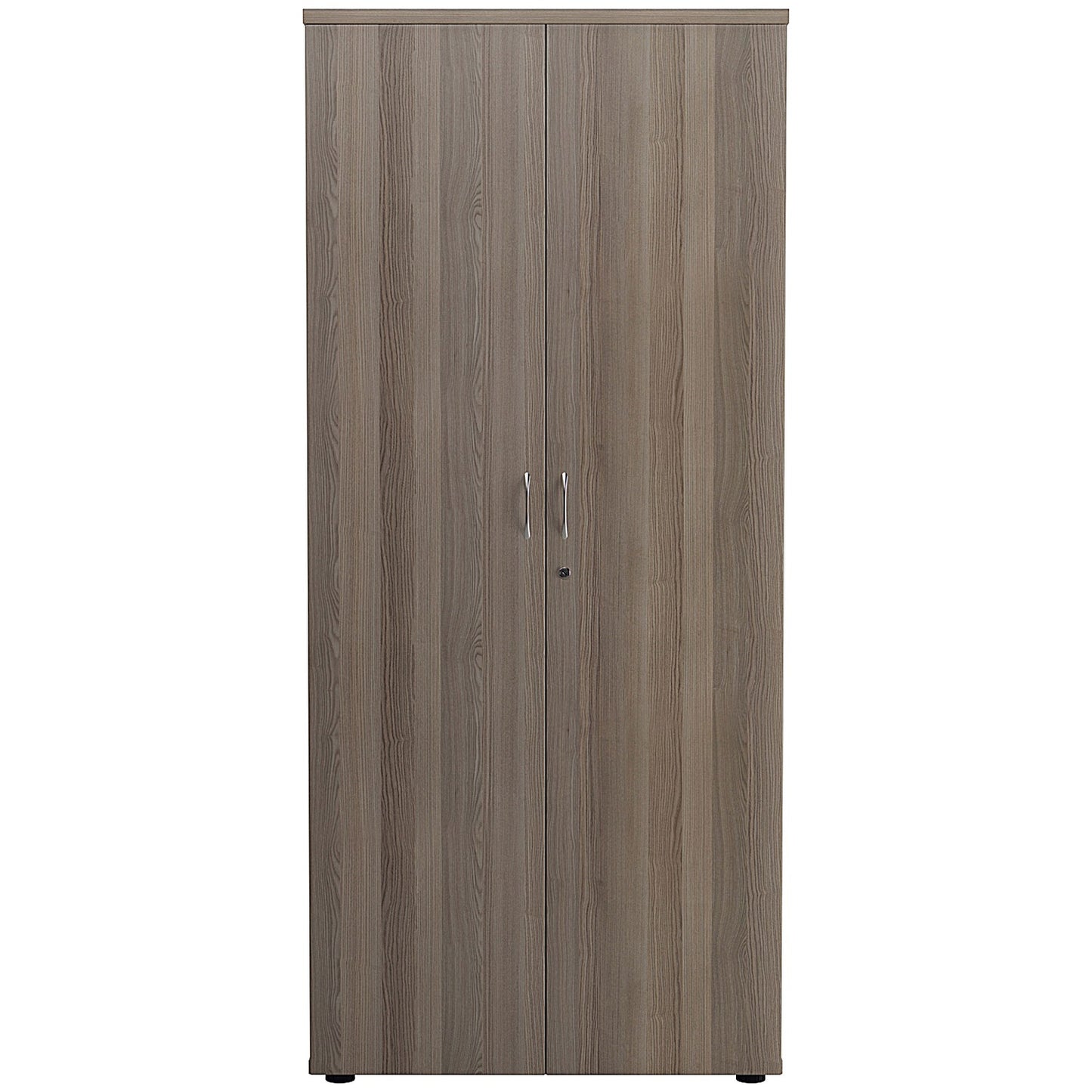 First Tall Wooden Storage Cupboard, 4 Shelves, 1800mm High, Grey Oak